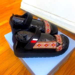 Prada Nomad Embroidered Platform Sandals Size 7